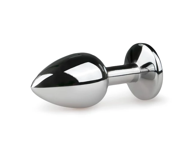 Easytoys Metal No.1 - pink köves kúp anál plug - ezüst (2,7cm)