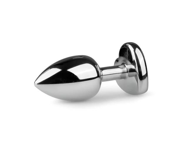 Easytoys Metal No.2 - anál plug szíves kővel (ezüst-fehér)