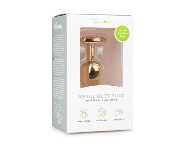 Easytoys Metal No.3 - anál plug - arany-pink (2,5cm)