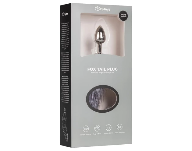 Easytoys Fox NO5 - fém anál plug rókafarokkal (ezüst-ezüst)