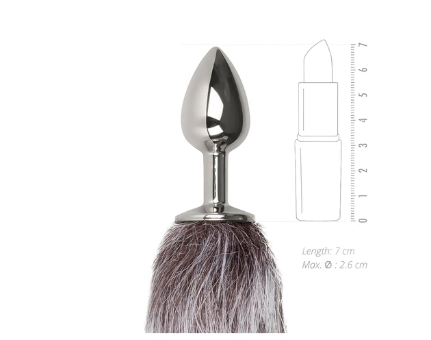 Easytoys Fox NO5 - fém anál plug rókafarokkal (ezüst-ezüst)