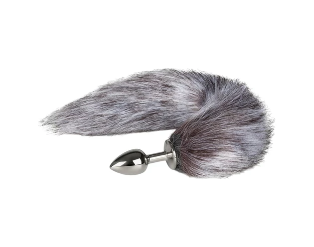 Easytoys Fox NO5 - fém anál plug rókafarokkal (ezüst-ezüst)