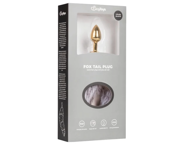 Easytoys Fox NO5 - fém anál plug rókafarokkal (arany-ezüst)
