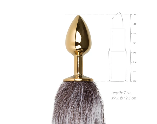 Easytoys Fox NO5 - fém anál plug rókafarokkal (arany-ezüst)