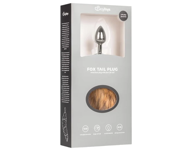 Easytoys Fox NO1 - fém anál plug rókafarokkal (ezüst-vörös)