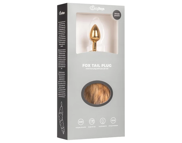 Easytoys Fox NO1 - fém anál plug rókafarokkal (arany-vörös)