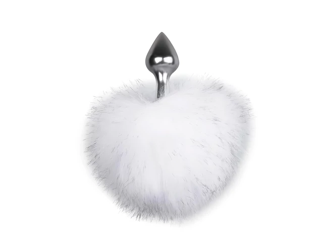 Easytoys Bunny NO1 - fém anál plug nyuszifarokkal (ezüst-fehér)