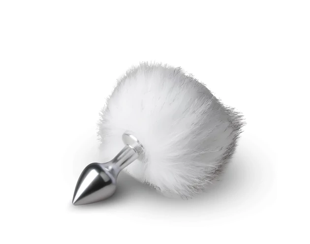 Easytoys Bunny NO1 - fém anál plug nyuszifarokkal (ezüst-fehér)