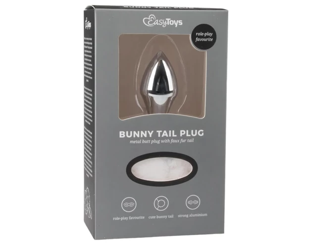 Easytoys Bunny NO1 - fém anál plug nyuszifarokkal (ezüst-fehér)