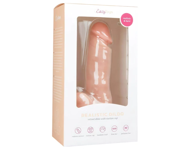 Easytoys - tapadókorongos, herés dildó (17,5cm) - natúr