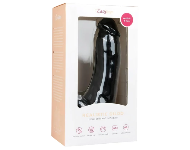 Easytoys - tapadókorongos, herés dildó (20cm) - fekete