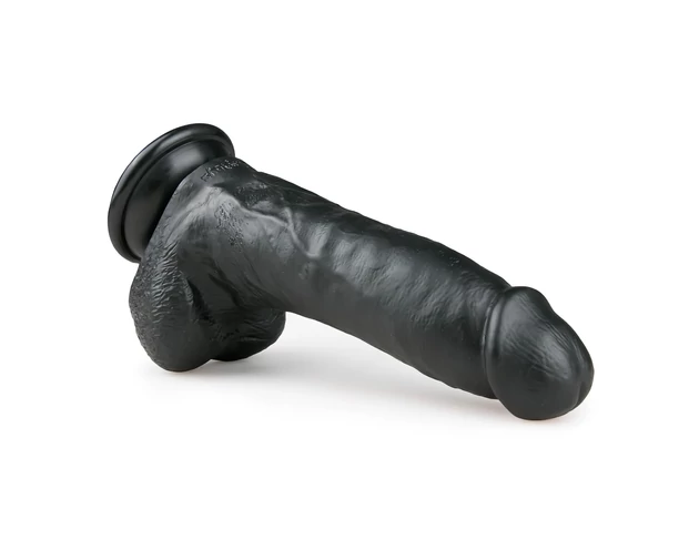 Easytoys - tapadókorongos, herés dildó (20cm) - fekete