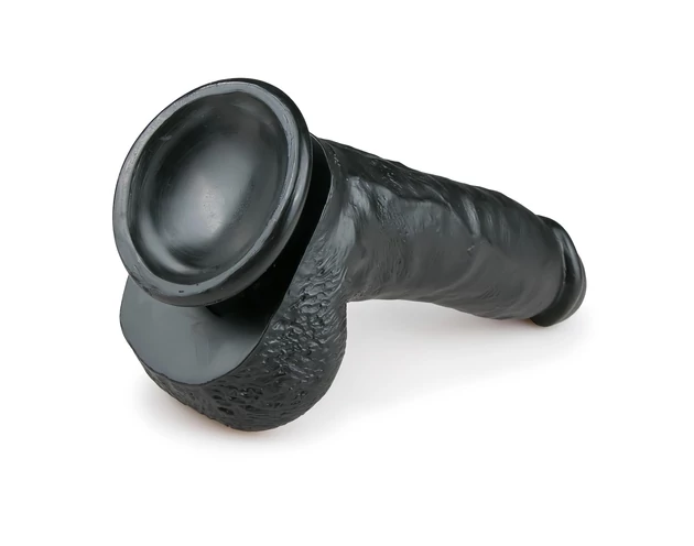 Easytoys - tapadókorongos, herés dildó (20cm) - fekete