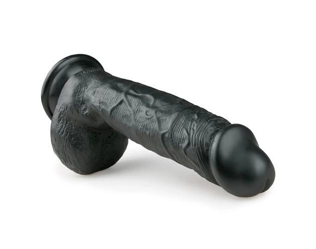 Easytoys - tapadókorongos, herés dildó (22,5cm) - fekete