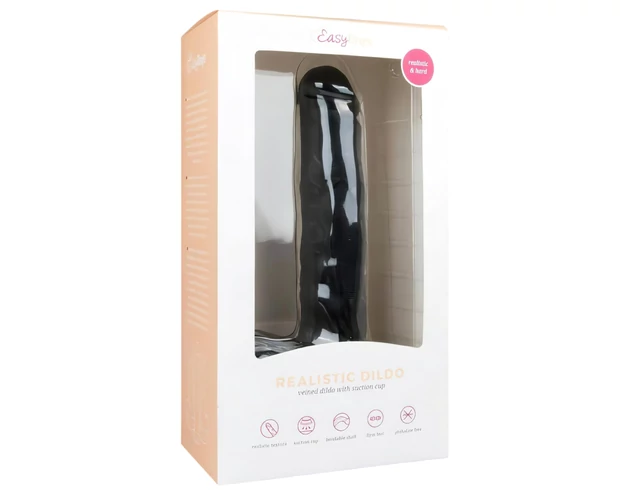 Easytoys - tapadókorongos, herés nagy dildó (26,5cm) - fekete