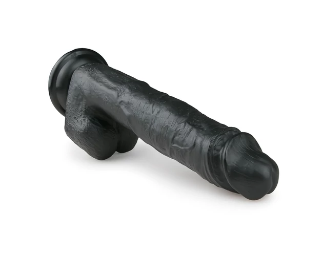 Easytoys - tapadókorongos, herés nagy dildó (26,5cm) - fekete
