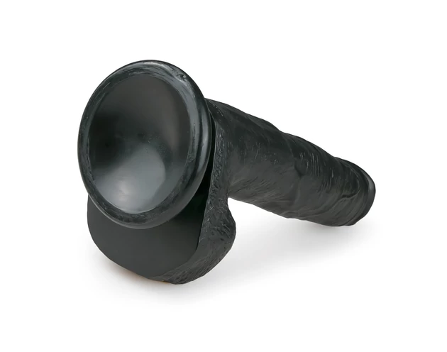 Easytoys - tapadókorongos, herés nagy dildó (26,5cm) - fekete