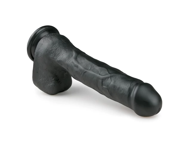 Easytoys - tapadókorongos, herés nagy dildó (29,5cm) - fekete