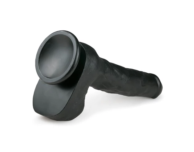 Easytoys - tapadókorongos, herés nagy dildó (29,5cm) - fekete