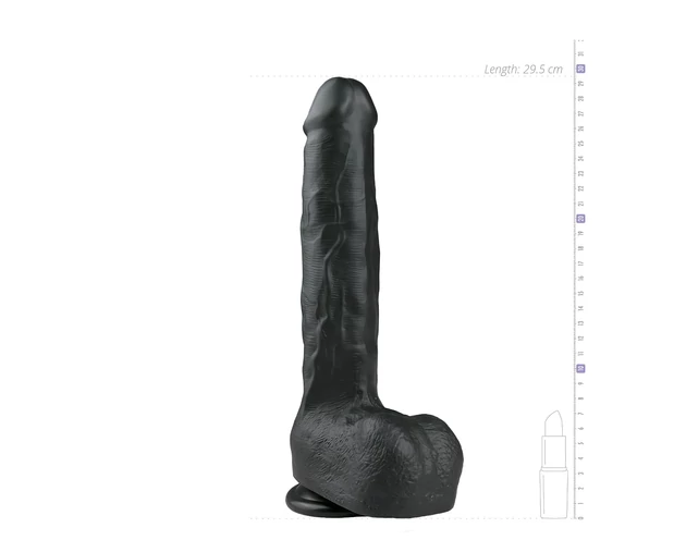 Easytoys - tapadókorongos, herés nagy dildó (29,5cm) - fekete