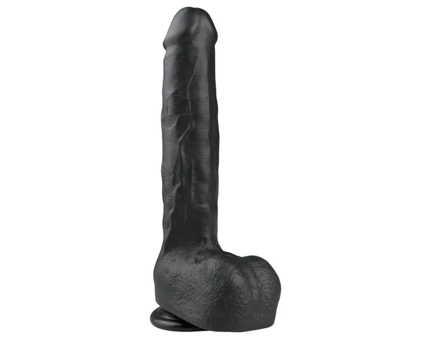 Easytoys - tapadókorongos, herés nagy dildó (29,5cm) - fekete