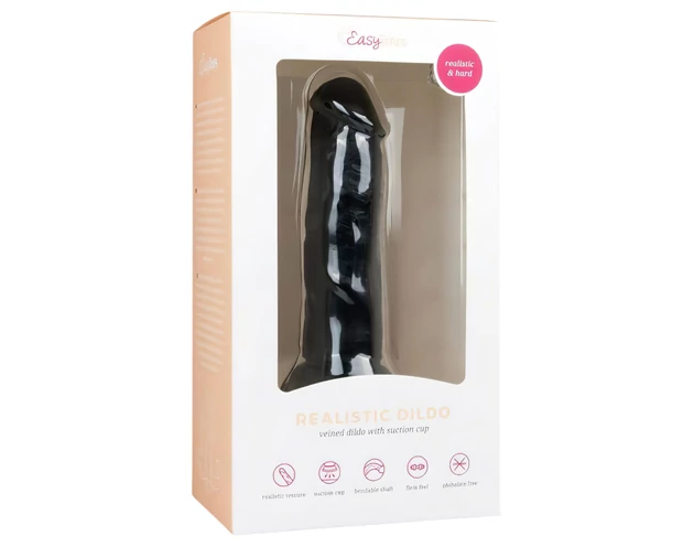 Easytoys - tapadókorongos élethű dildó (15,5cm) - fekete