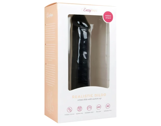 Easytoys - tapadókorongos élethű dildó (20,5cm) - fekete