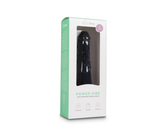 Easytoys Power Vibe - normál szilikon pénisz vibrátor (fekete)