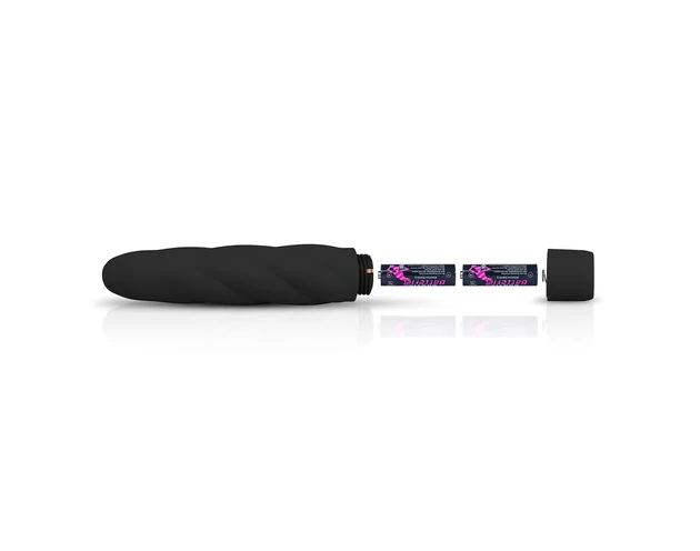 Easytoys Power Vibe - csavart szilikon rúd vibrátor (fekete)