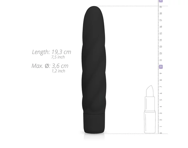 Easytoys Power Vibe - csavart szilikon rúd vibrátor (fekete)