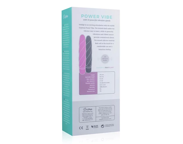 Easytoys Power Vibe - csavart szilikon rúd vibrátor (fekete)
