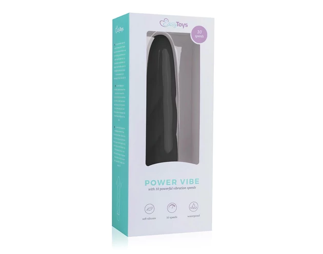 Easytoys Power Vibe - csavart szilikon rúd vibrátor (fekete)