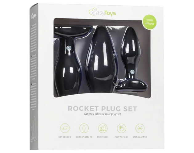 Easytoys Rocket - anál plug szett - fekete (3 részes)