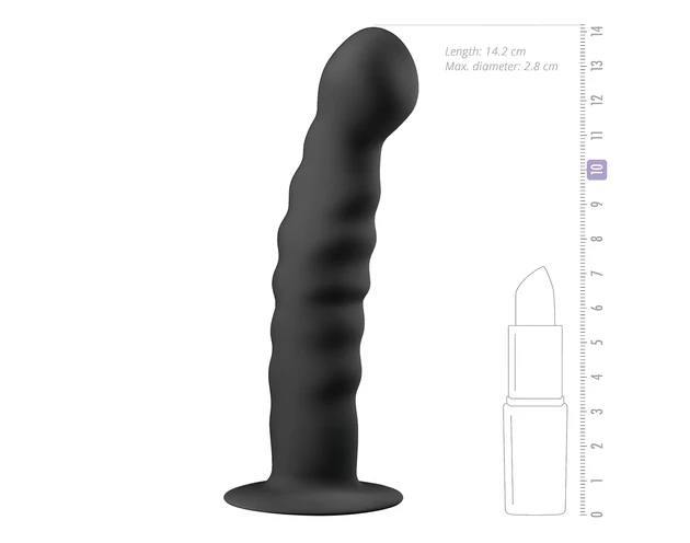 Easytoys Ribbed - tapadókorongos anál dildó (14cm) - fekete