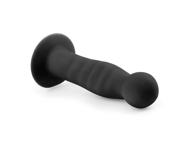 Easytoys Ribbed - tapadókorongos anál dildó (14cm) - fekete