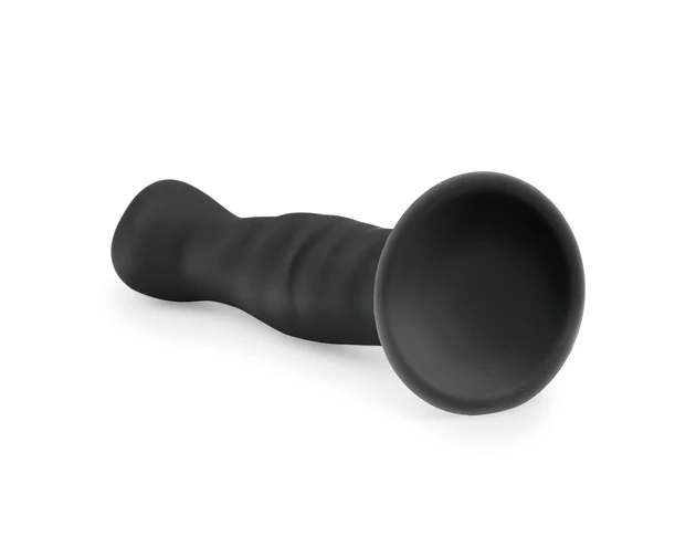 Easytoys Ribbed - tapadókorongos anál dildó (14cm) - fekete