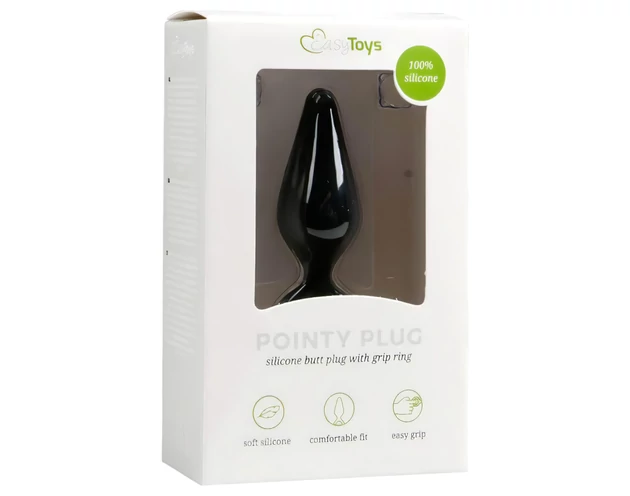 Easytoys Pointy Plug - gyűrűs anál plug - közepes (fekete)