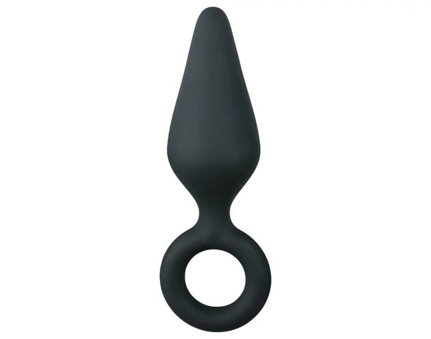 Easytoys Pointy Plug - gyűrűs anál plug - közepes (fekete)