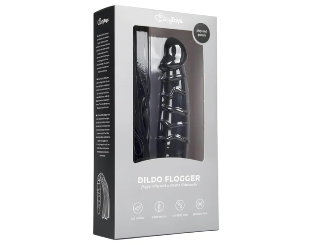 Easytoys Flogger - korbács és szilikon dildó egyben (fekete)