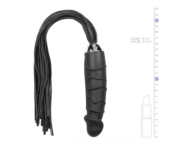 Easytoys Flogger - korbács és szilikon dildó egyben (fekete)