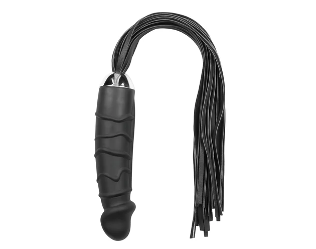 Easytoys Flogger - korbács és szilikon dildó egyben (fekete)