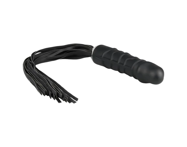 Easytoys Flogger - korbács és szilikon dildó egyben (fekete)