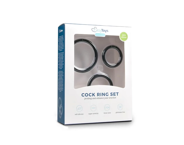Easytoys - szilikon péniszgyűrű szett - 3 részes (fekete)