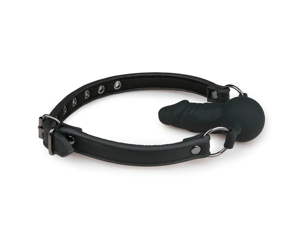 Easytoys - szájpecek belső dildóval (fekete)