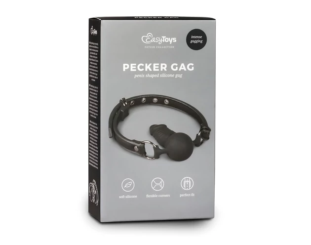 Easytoys - szájpecek belső dildóval (fekete)