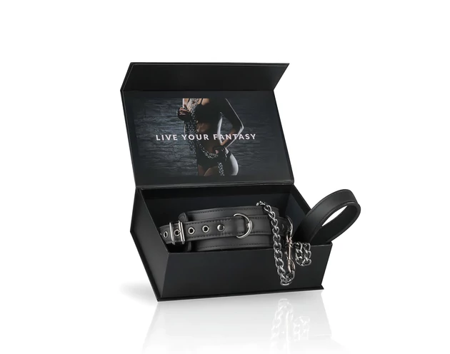 Easytoys - fétis nyakörv és póráz (fekete)