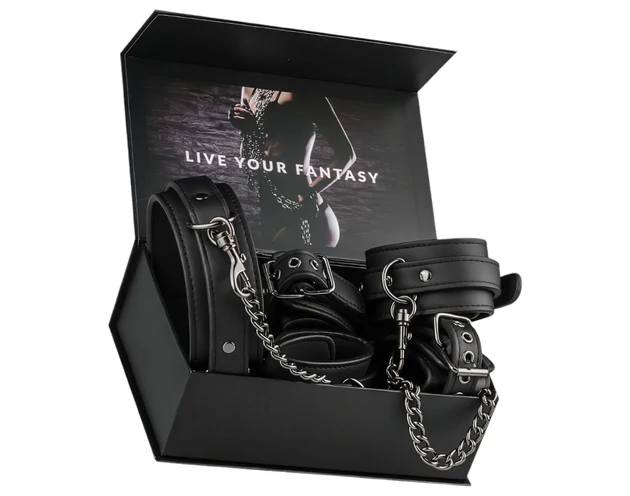 Easytoys - nyakörv, csukló- és bokabilincs szett (fekete)