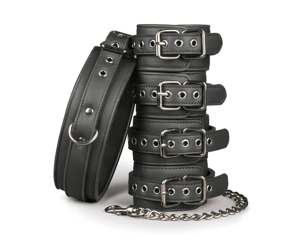 Easytoys - nyakörv, csukló- és bokabilincs szett (fekete)