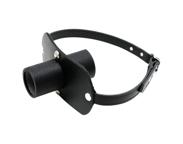 Rimba - valódi bőr szájpecek csővel (fekete)