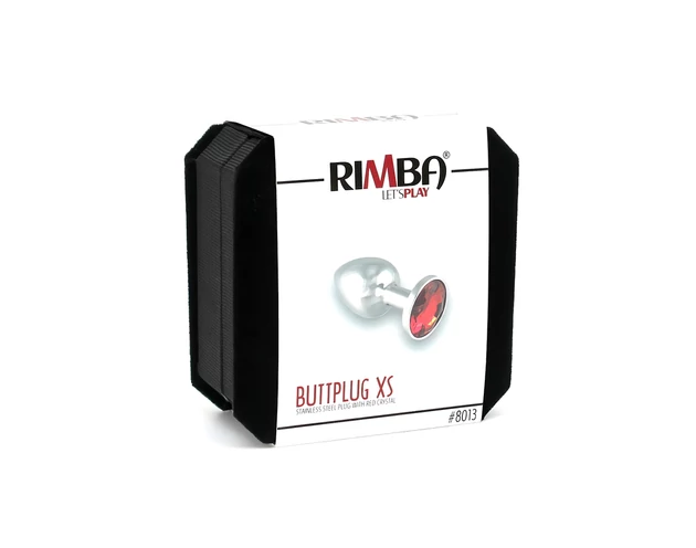 Rimba XS - piros köves, fém anál plug (ezüst)